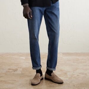 BRUNELLO CUCINELLI Slim-Fit Straight-Leg Logo-Embroidered Jeans Mens Size IT 46